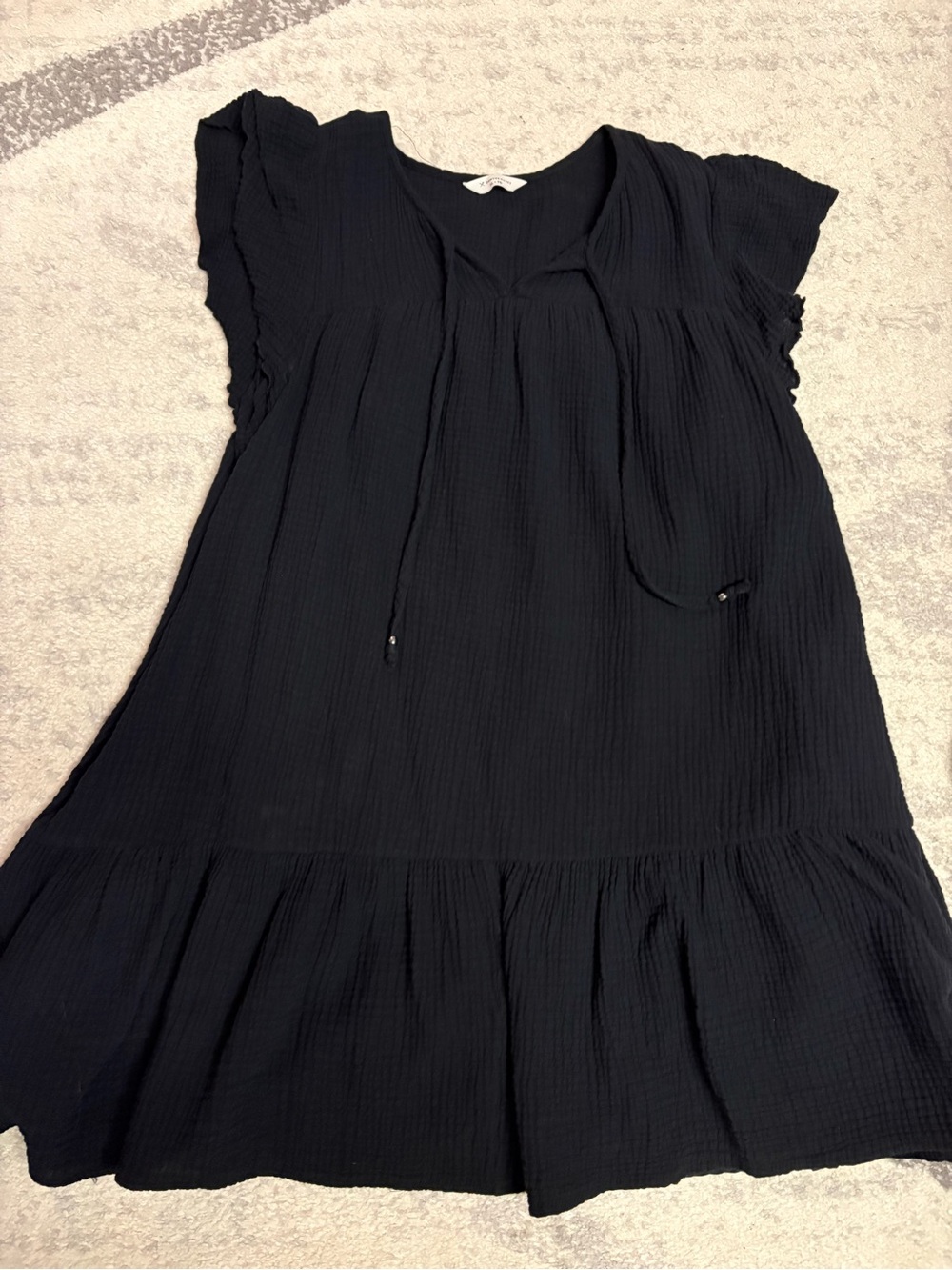 Denver Hayes Black Textured V-Neck Dress